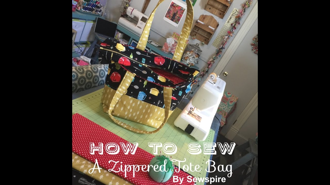 How to Sew A Retro Zippered Tote Bag by Sewspire - YouTube