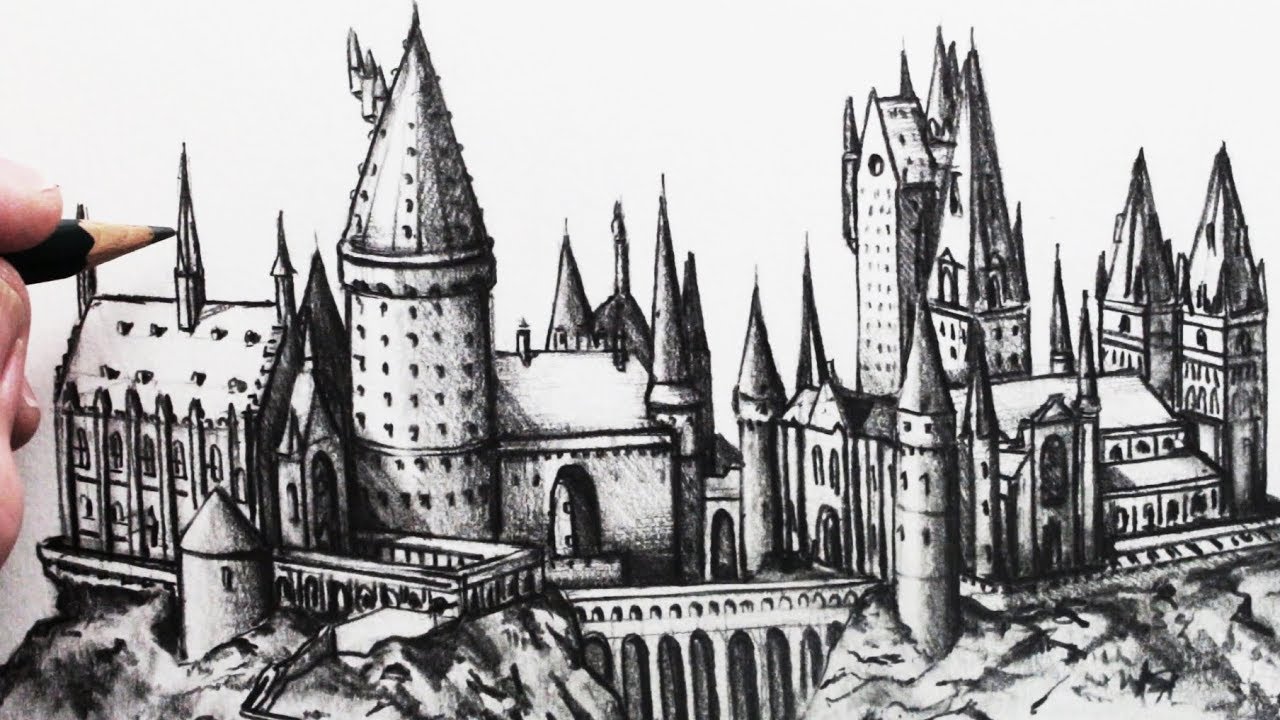 How To Draw Hogwarts Castle Step By Step Easy - BEST GAMES WALKTHROUGH