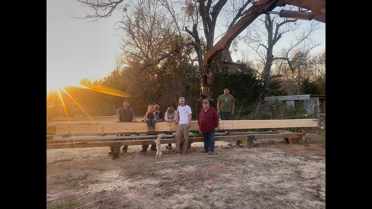 Sawing the 2nd Southern Yellow Pine Beam on a Woodland HM122 sawmill