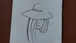 تعليم رسم بنت ترتدي قبعة بطريقة سهلة | كيفية رسم بنت جميلة خطوة بخطوة للمبتدئین | رسم سهل