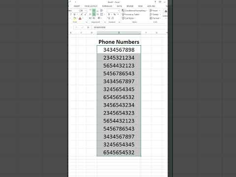MS Excel: Custom Format | Adding Area Code +92 Before All Phone Numbers