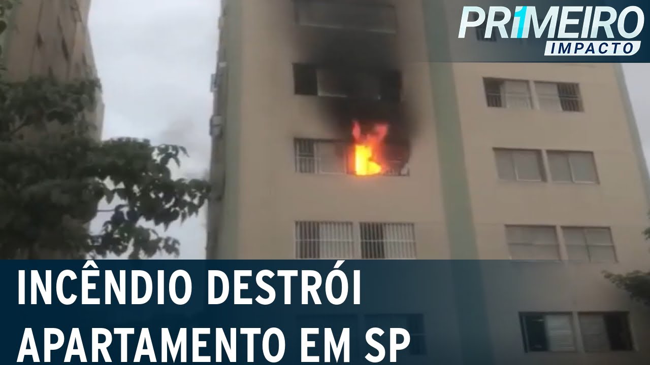 Fogo destrói apartamento em São Paulo e causa pânico | Primeiro Impacto (23/03/22)