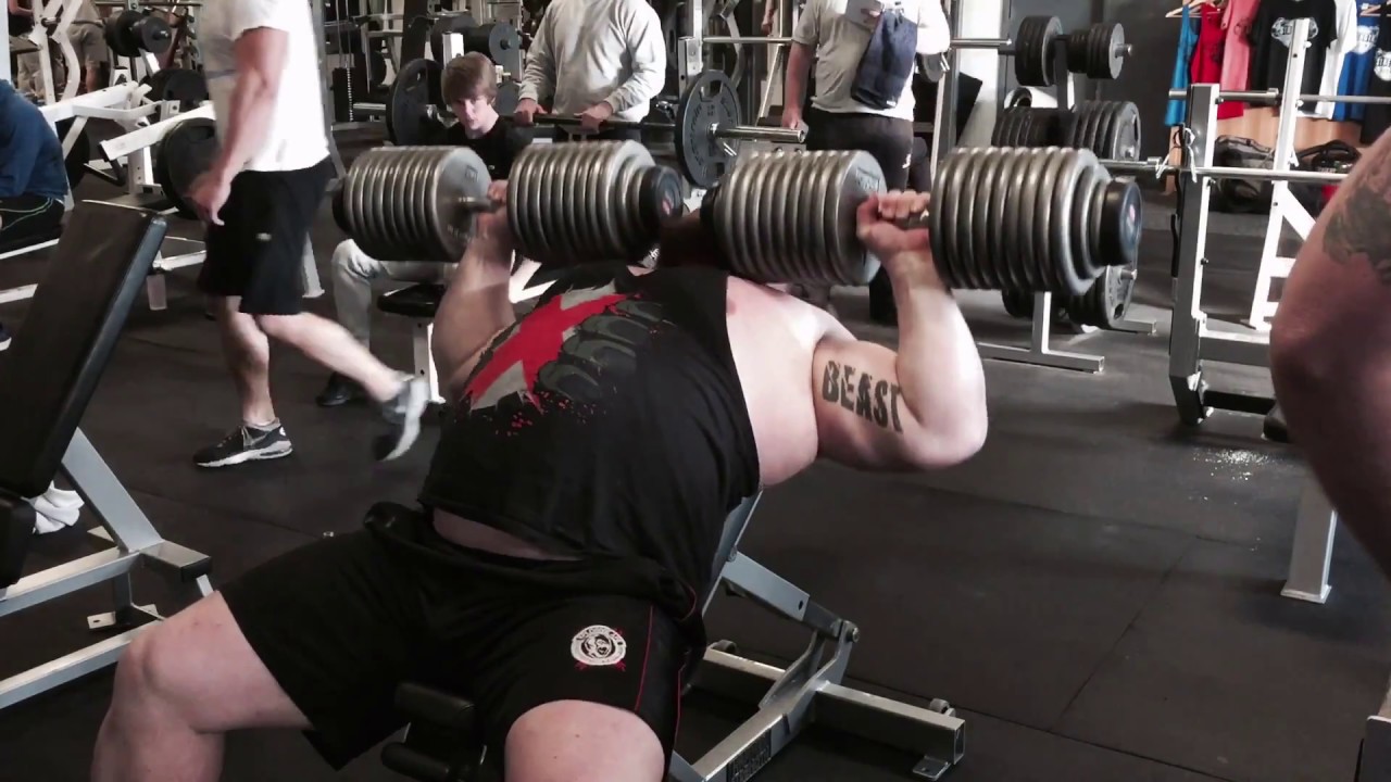 EDDIE HALL 100kg DUMBBELL PRESS 7 Reps Strength Asylum Gym - YouTube