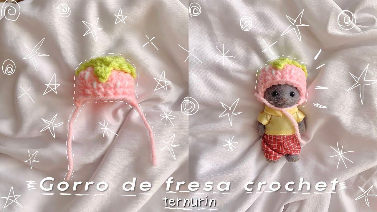 Gorro de fresa crochet sylvanian / Ropa para sylvanian