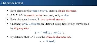 05 MATLAB - Character Arrays and Strings
