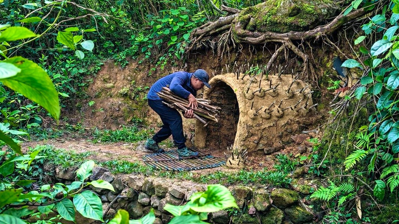 Building an Underground Shelter with a Warm Fire | Solo Survival in the ...