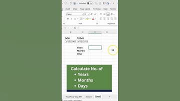 Calculate Age in Years, Months & Days from DOB in Excel #EXCEL #VIRAL #SHORTS #VIRALVIDEO #FORYOU
