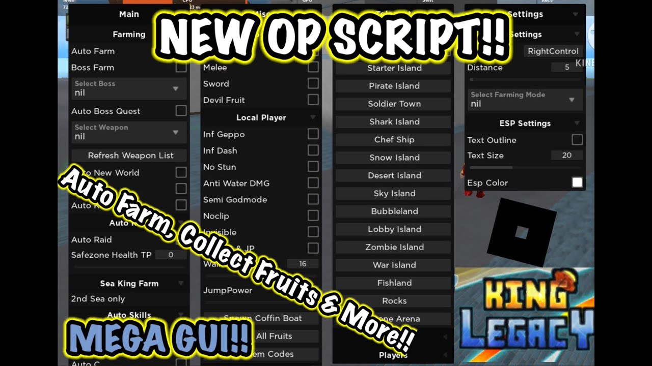 [UPDATED] King Legacy Script Hack / GUI, Auto Farm, Bring All Fruits +  Kill All