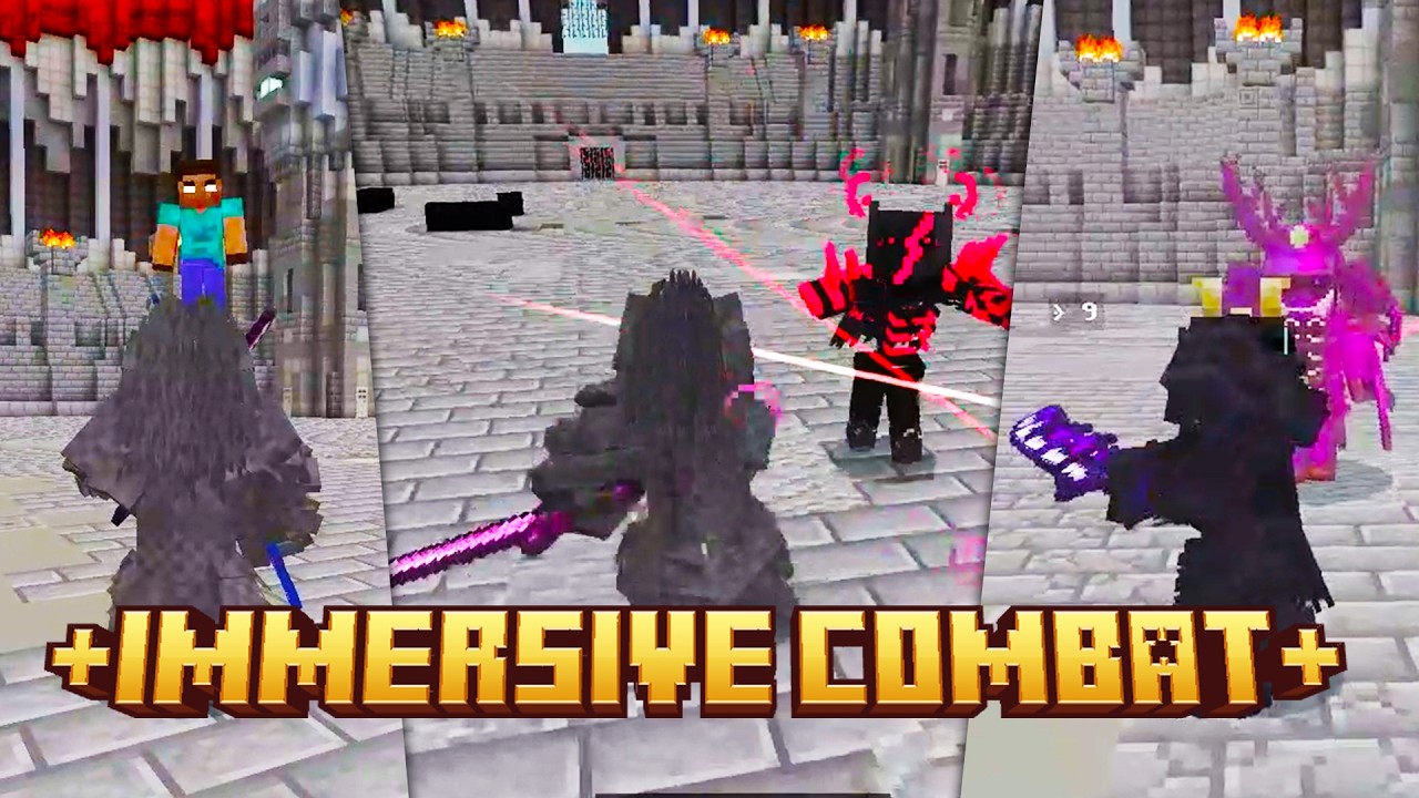 ADDON EPIC FIGHT TERBARU UNTUK MCPE 1.21+ 😱 | IMMERSIVE COMBAT UPDATE ...