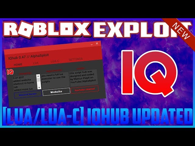 New Roblox Script Hub Iqhub Unpatchable Lua And Lua C - free roblox hack soralino script hub youtube