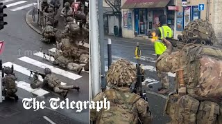 British soldiers seen firing guns on suburban French streets screenshot 2