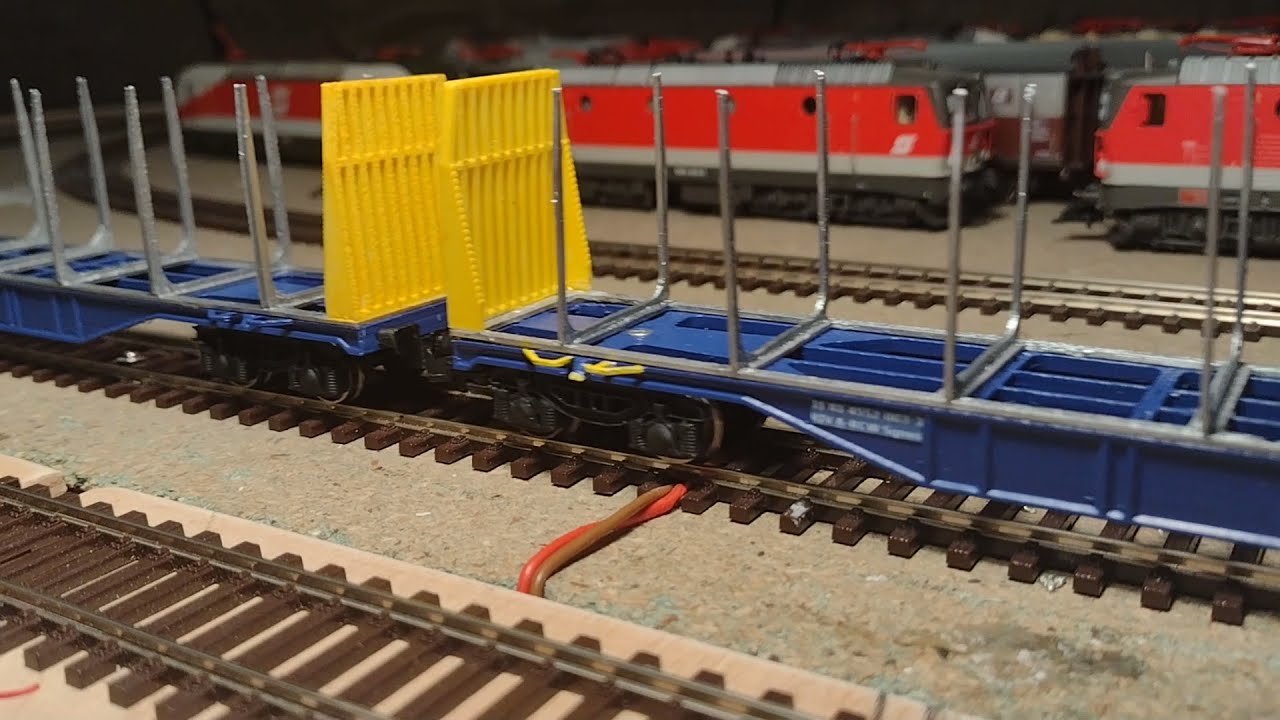 H0 Roco Vektron mit selber gedruckten Holztransportwagen SGGMRRS ...