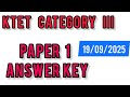 KTET  Category III  September 2025 Paper I answer key