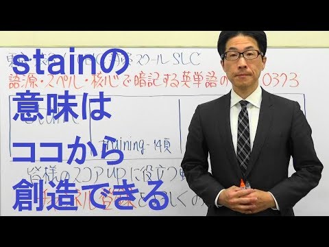 TOEIC英単語0373/stain黄金暗記法【公式問題集等準拠】語源・スペル・核心で忘れない授業