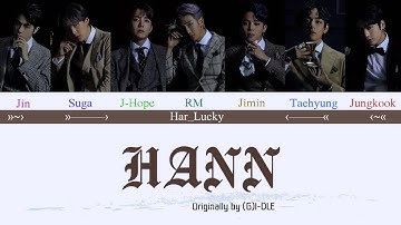 How would BTS sing HANN by (G)I-DLE [color coded lyrics Romanization]