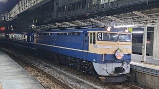 回9422レEF65-501牽引12系＋EF64-1001EL両毛高崎駅入線。警笛あり