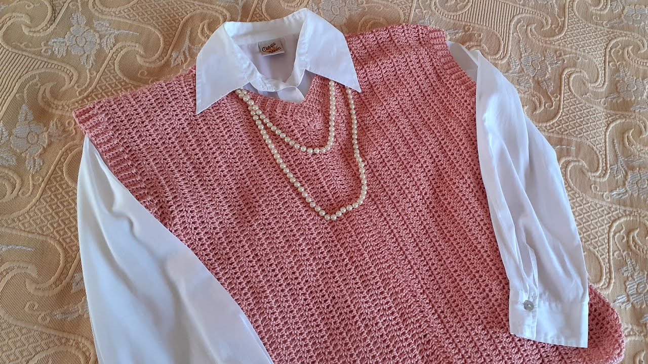 BLUSA OU COLETE ROSA EM CROCHÊ,  MARAVILHOSA 🤩