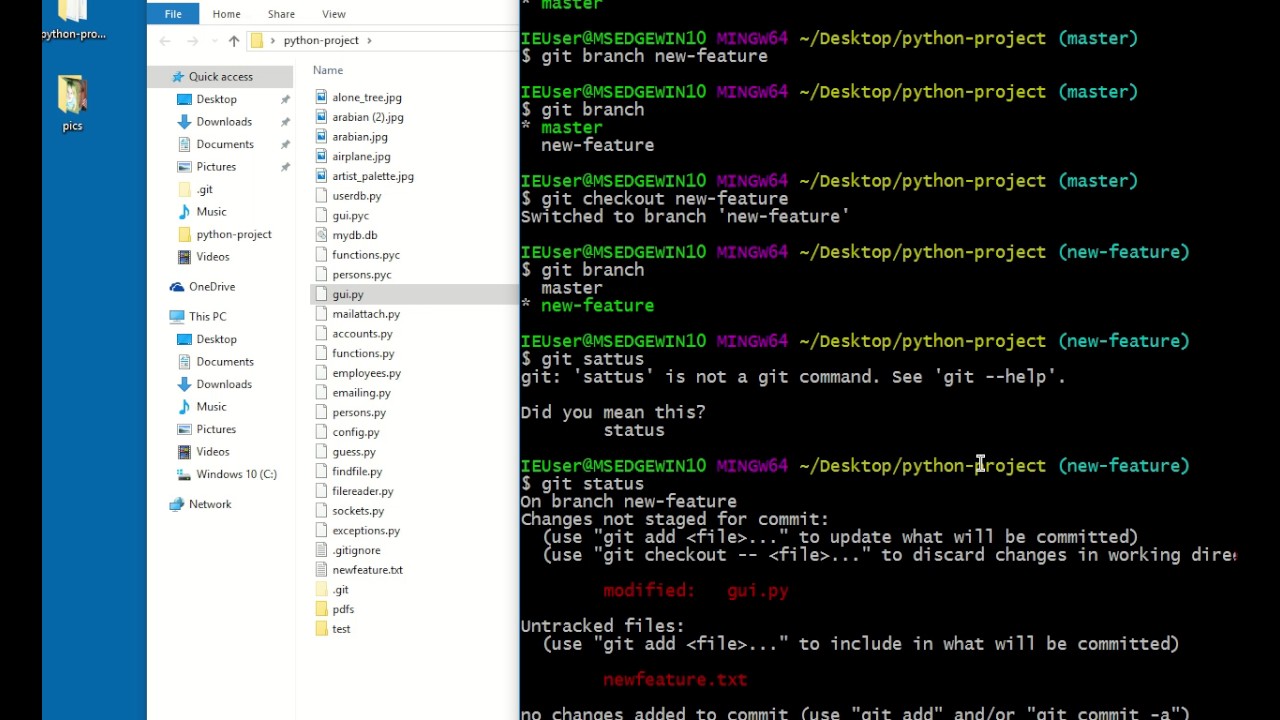 14 creating a branch and checking it out | Git Course - YouTube