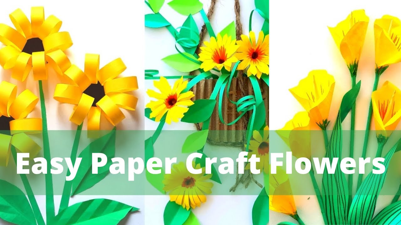 How to MAke Paper Flowers Easy, 6 Simple DIY Paper Craft Flowers, Yellow  Flowers