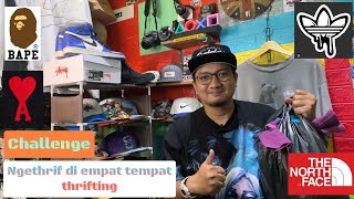 Challenge ngethrif di empat tempat sekaligus,dapat hoodie bape,tnf,ami paris,dan new balance