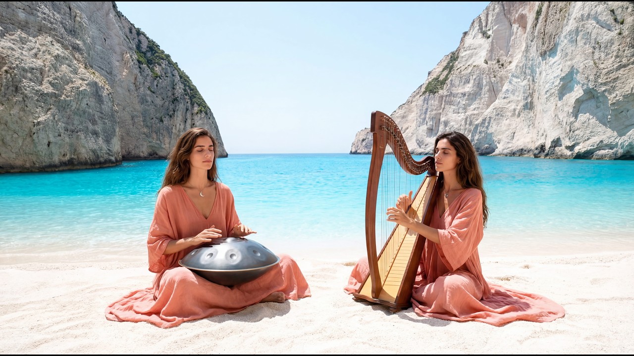 🌊 Ocean Zen | Deep Handpan & Ethereal Harp on a Secluded Beach (1-Hour Relaxation)