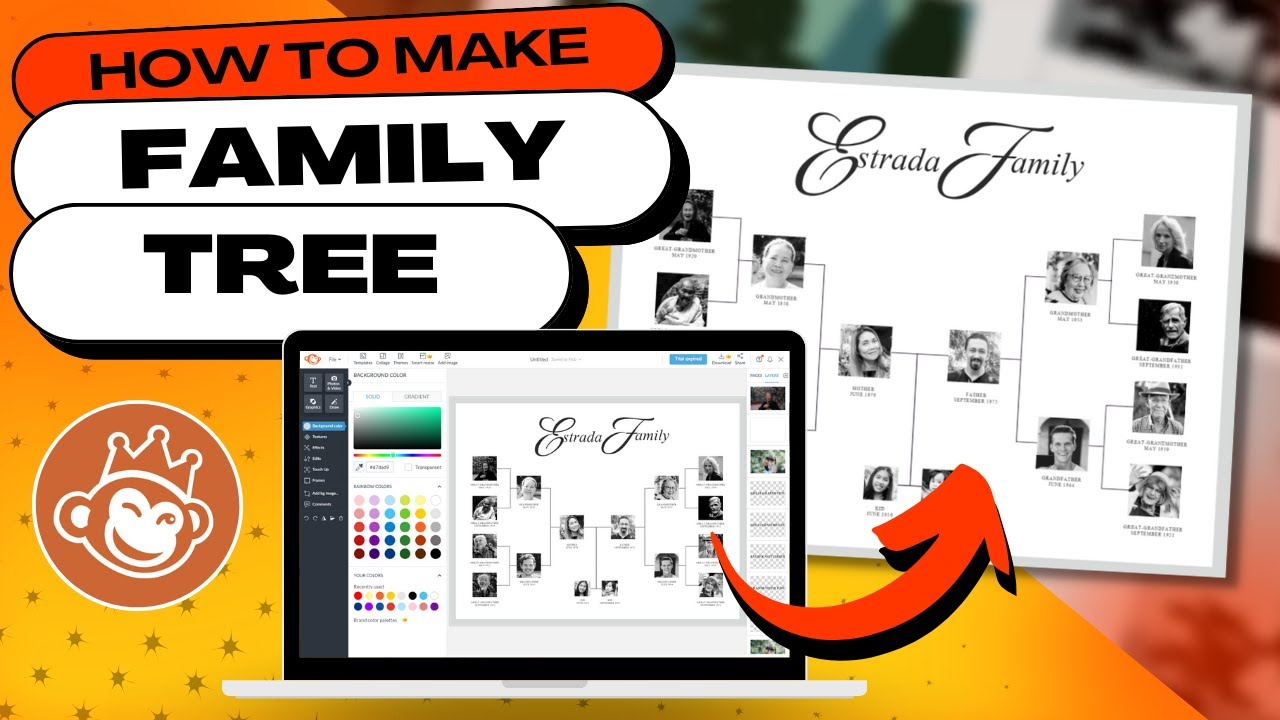 How to Create a FAMILY TREE (with or without Photos) - Free Using PicMonkey!