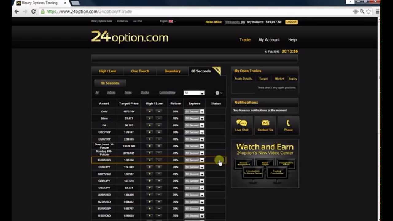 24 Option - $1000 Profit in 28 Minute Binary Trading Strategy