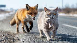 Rescue A Dying Mother Cat Chased By A Fox Then Let Them Return To The Wild