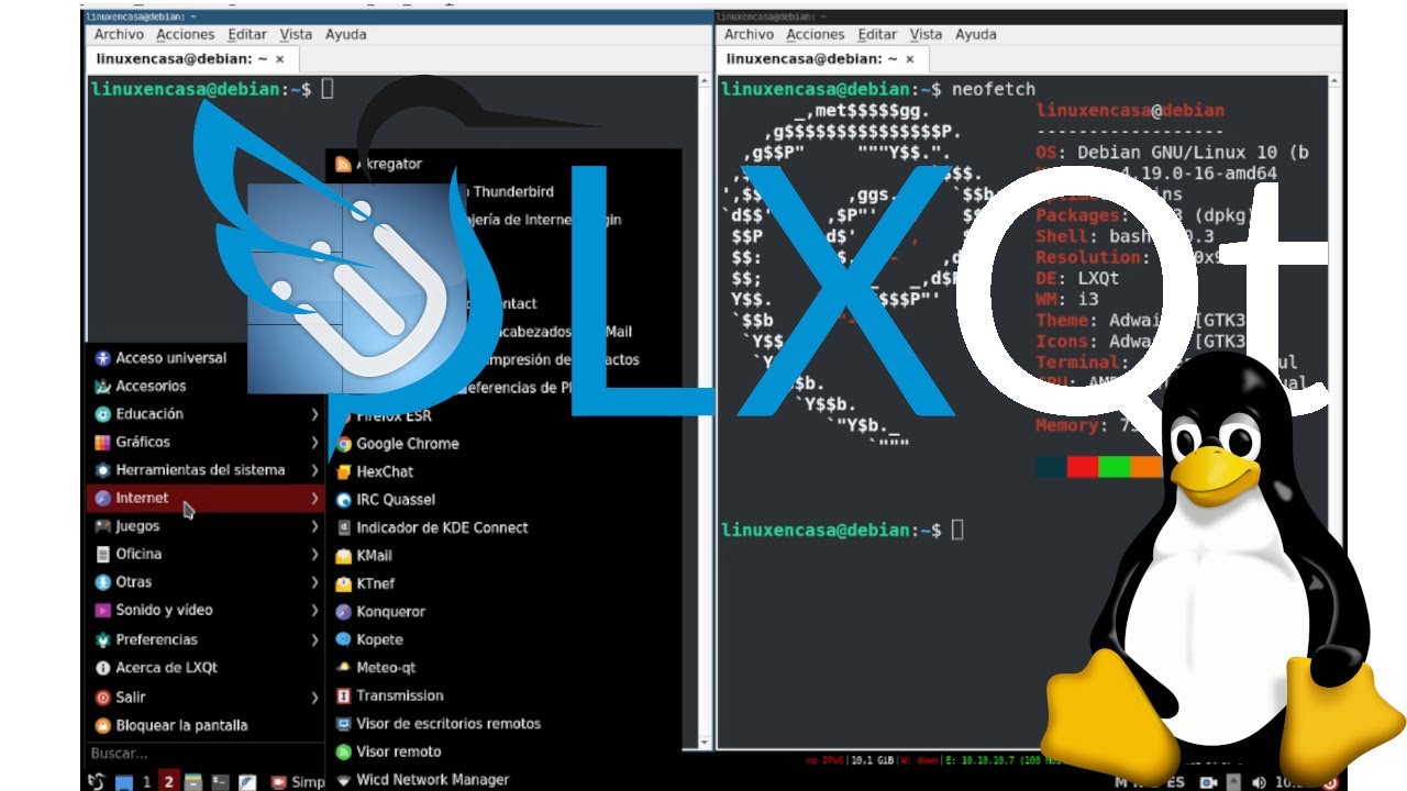 Escritorio Lxqt Con Gestor De Ventanas I3 Wm En Linux Debian 10 Buster