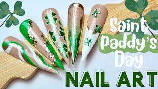 Saint Patrick's Day Nail Art Ideas | Gold Chrome & Shamrocks