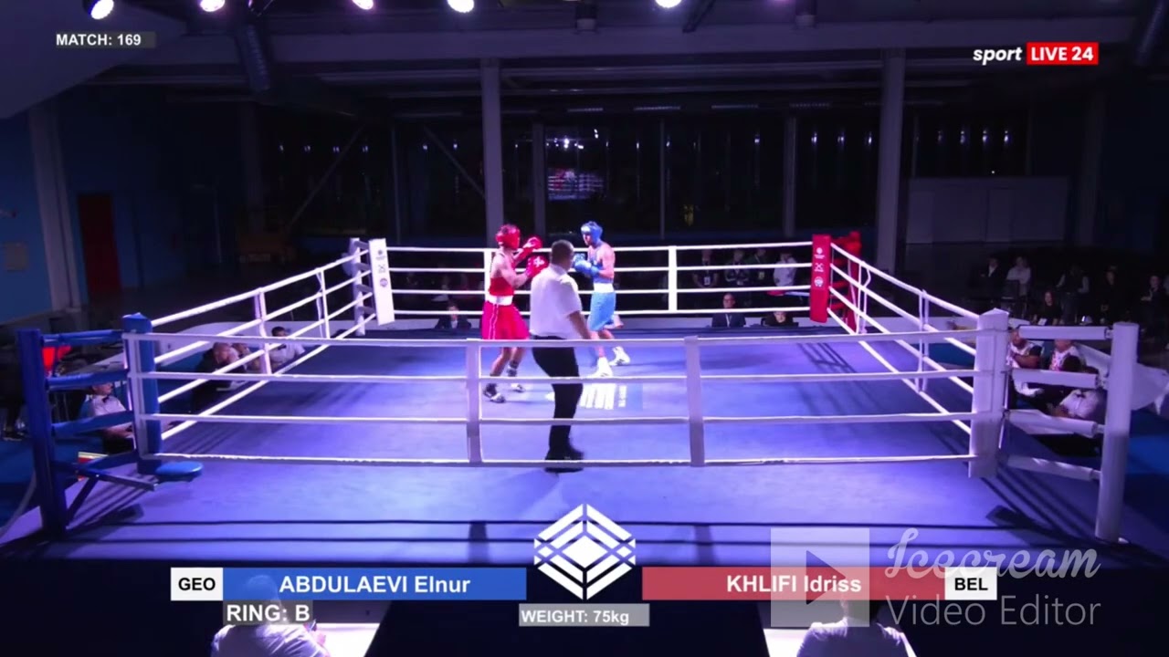 04-10-2025(75kg) RED KHLIFI IDRISS  BEL VS  BLUE  ABDULAEV ELNUR GEO - BLUE  WP  RSC R2.- Boxing U19