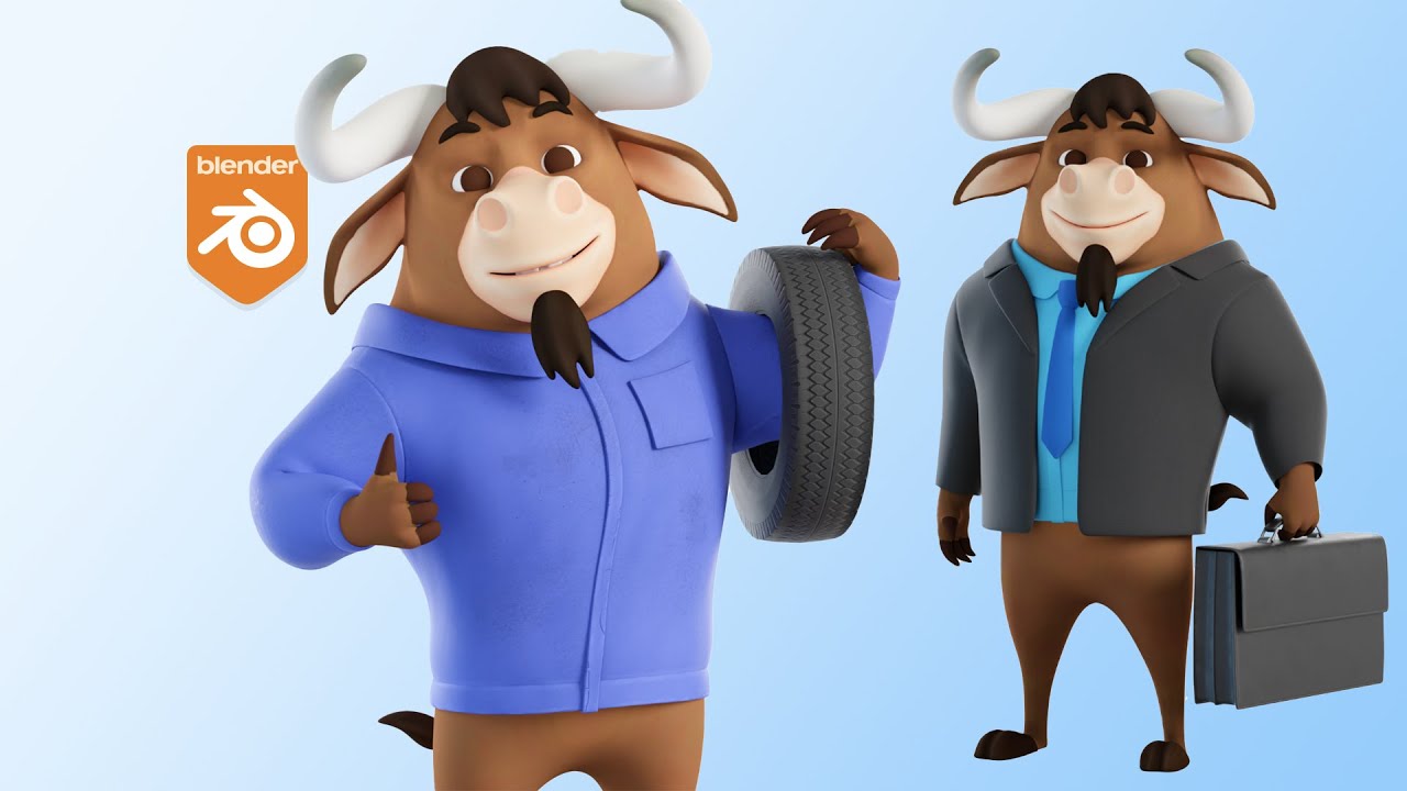 Blender Bull 3D Mascot Rigged