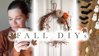 Fall DIYs | Pumpkin Wreath, Whimsical Garland & Painted Candles