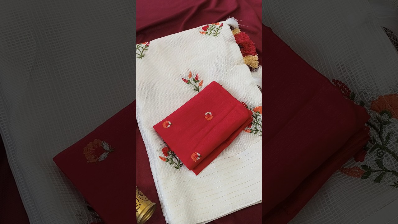 Pure Kota Floral Embroidery Designer Saree