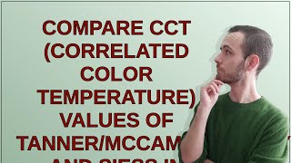 Famous Codereview: Compare CCT (Correlated Color Temperature) values of Tanner/McCamy/Charity and Siess ... Wealth