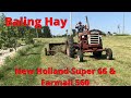 Baling Hay, New Holland Super 66 and Farmall 560