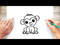 How to draw a monkey step by step for kids easy cutemonkey