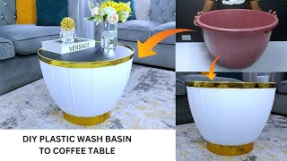PLASTIC WASH BASIN TRANSFORMED TO COFFEE TABLE ~ RECYCLING PLASTIC DIY PROJECTS 2024.