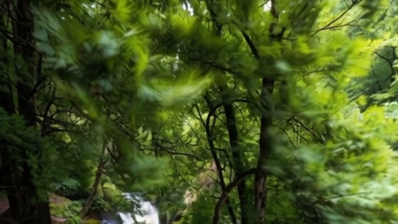 Natural white noise, birdsong, cicadas' chirping, and gentle breeze