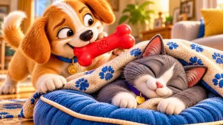 Milo’s Perfect Nap 😴🐱🐶 | Cute Puppy & Cat Cartoon Story | Funny Animal Animation screenshot 4