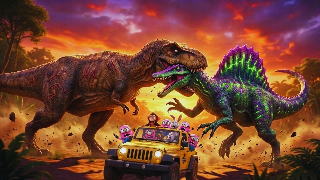 WE FOUND A MUTANT DINO EGG! 🥚🦖 | T-Rex vs Spinosaurus Battle | ESCAPE THE MUTANT MONSTER! 🚨🚙 |