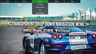 How to Create Transparent Drop Down Navigation Menu | Create Navigation Menu with CSS and HTML