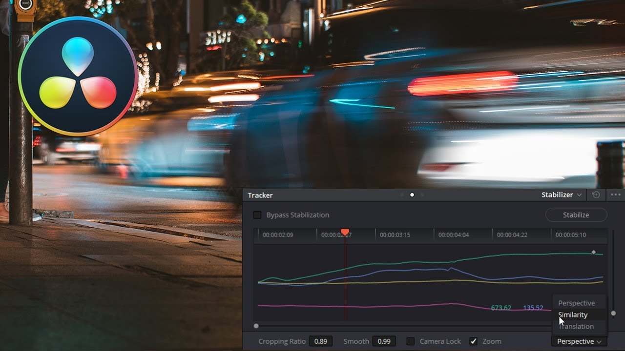 stabilize using free davinci resolve 15
