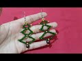How to make beaded christmas tree earrings/ simple & easy/earrings ideas for christmas