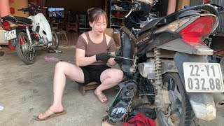 girl, mechanical, recycling, restoration, and reassemble, engine, motorcycle / ly xuan kieu