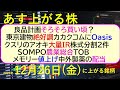 あす上がる株　2025年１２月２６日（金）に上がる銘柄。良品計画買い？東京建物好調。カカクコムOasis。クスリのアオキIR。ＳＯＭＰＯTOB。中外～最新の日本株情報。高配当株の株価やデイトレ情報～