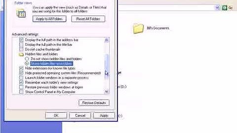 How to show hidden files and folders in Windows XP