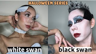 white swan vs black swan *halloween makeup transformation*