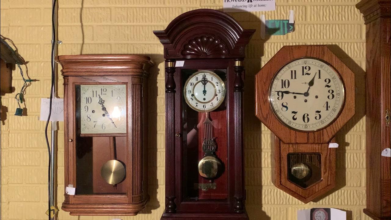 Howard Miller Clock Chimes Out Of Sync Howard Miller Jennison Triple Chime Wall Clock Chimes 12 AM - YouTube