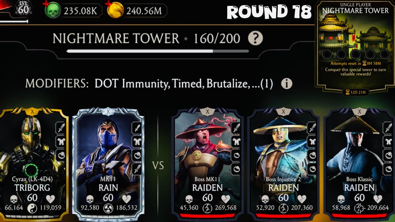 Nightmare Tower Boss Battle 160 & 120,140 Fight + Rewards MK Mobile 2024